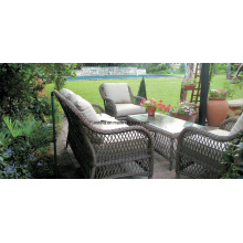 4 PC Garden Outdoor Wicker Rattan Sofa Furniture Set
